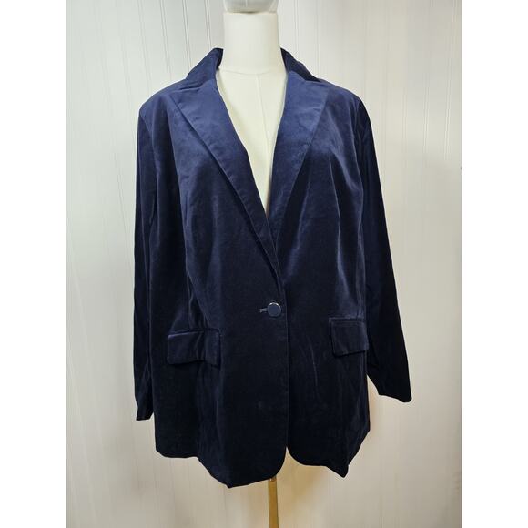 Talbots Jackets & Blazers - Talbots Blue Velvet Blazer Women's Size 16W Petite NWT Career Preppy Academia